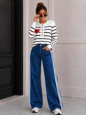 Punto Rayas Corazón LOVE STRIPES Blanco HEVE