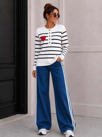 Punto Rayas Corazón LOVE STRIPES Blanco HEVE