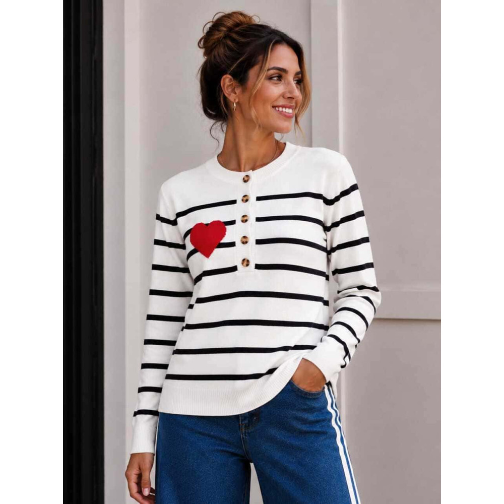 Punto Rayas Corazón LOVE STRIPES Blanco HEVE