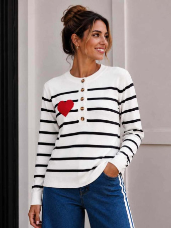 Punto Rayas Corazón LOVE STRIPES Blanco HEVE