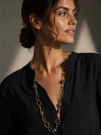 Collar Eslabones Hexagonales SILLENE Oro/Negro 99 HEVE