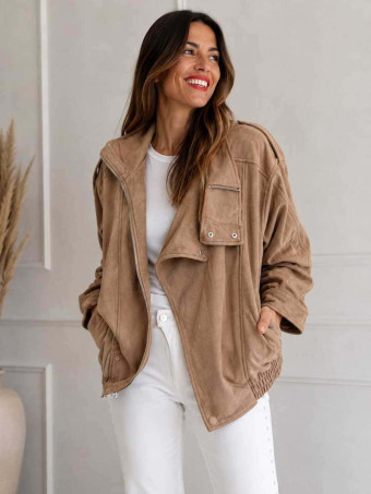 Cazadora Retro Efecto Ante WHISPA Taupe HEVE