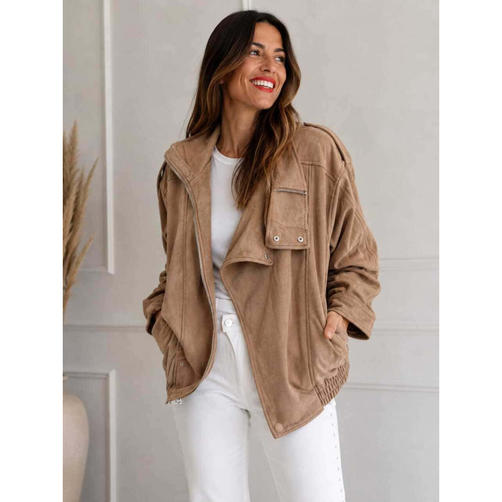 Cazadora Retro Efecto Ante WHISPA Taupe HEVE