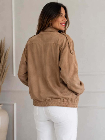 Cazadora Retro Efecto Ante WHISPA Taupe HEVE