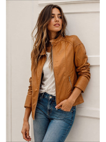 Cazadora Biker Polipiel DRAVIA Ocre HEVE