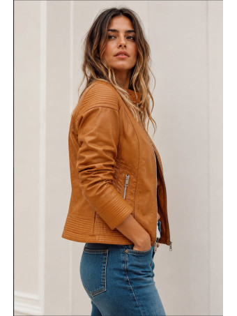 Cazadora Biker Polipiel DRAVIA Ocre HEVE