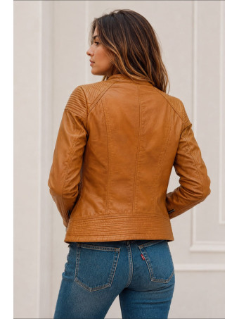 Cazadora Biker Polipiel DRAVIA Ocre HEVE