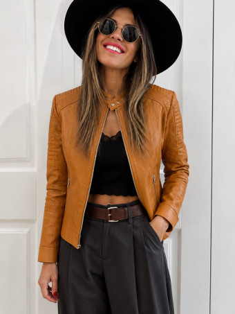 Cazadora Biker Polipiel ASKEY Ocre HEVE