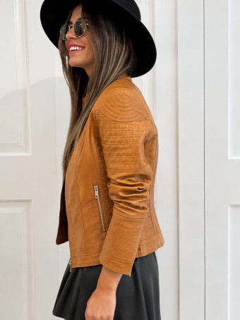 Cazadora Biker Polipiel ASKEY Ocre HEVE