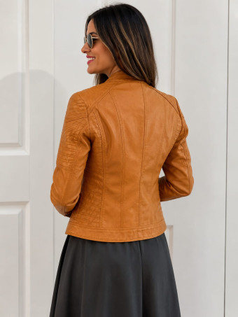 Cazadora Biker Polipiel ASKEY Ocre HEVE