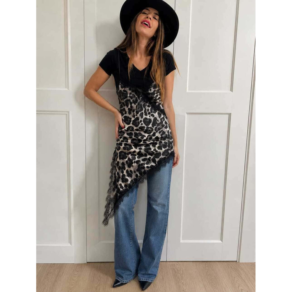 Vestido Lencero Print EONELA Gris HEVE