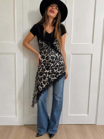 Vestido Lencero Print EONELA Gris HEVE