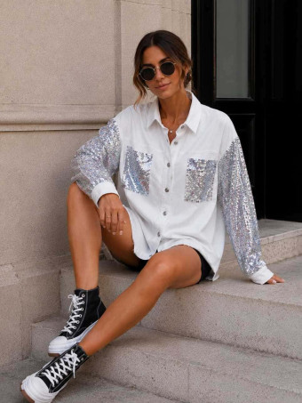 Sobrecamisa Vaquera Lentejuelas JOLENE Blanco HEVE
