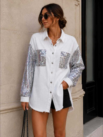 Sobrecamisa Vaquera Lentejuelas JOLENE Blanco HEVE