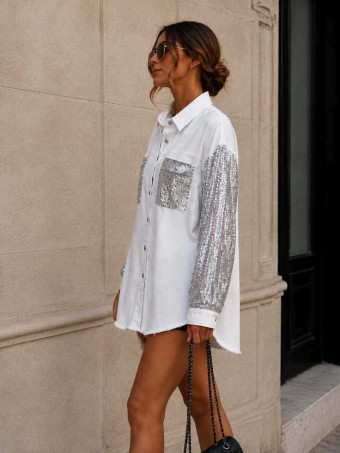 Sobrecamisa Vaquera Lentejuelas JOLENE Blanco HEVE