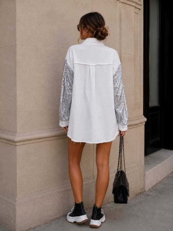 Sobrecamisa Vaquera Lentejuelas JOLENE Blanco HEVE