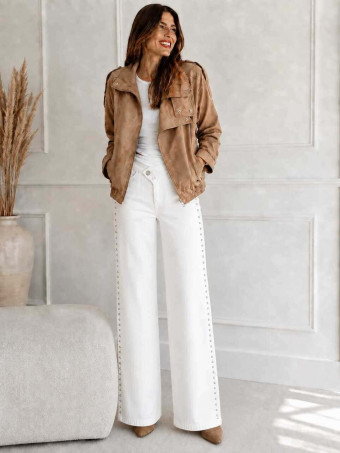 Cazadora Retro Efecto Ante WHISPA Taupe HEVE