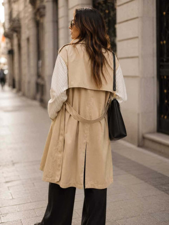 Gabardina Larga Mangas Combinadas LAZAIRE Taupe HEVE