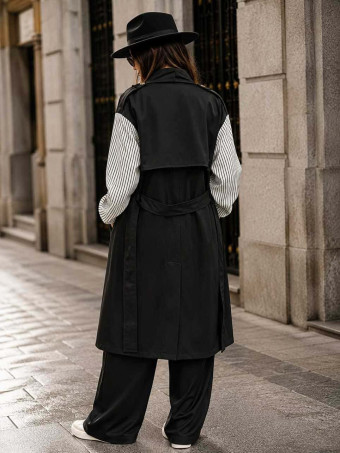 Gabardina Larga Mangas Combinadas LAZAIRE Negro HEVE