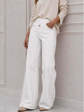 Jeans Wide Leg Tachas ARDEN Blanco HEVE