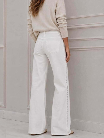 Jeans Wide Leg Tachas ARDEN Blanco HEVE