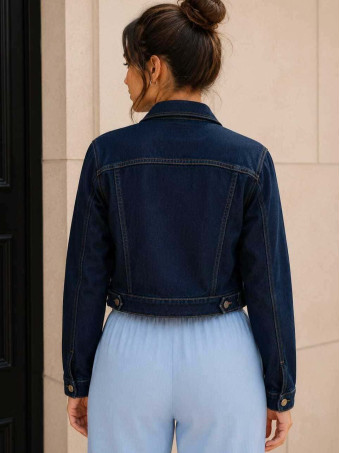 Cazadora Vaquera Cropped ALBANY Azul Índigo HEVE