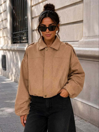 Cazadora Oversize Efecto Ante DORVAN Taupe HEVE