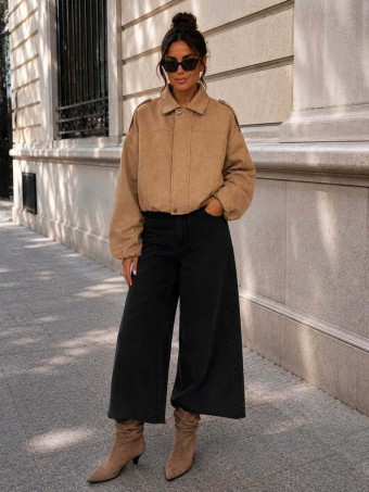 Cazadora Oversize Efecto Ante DORVAN Taupe HEVE