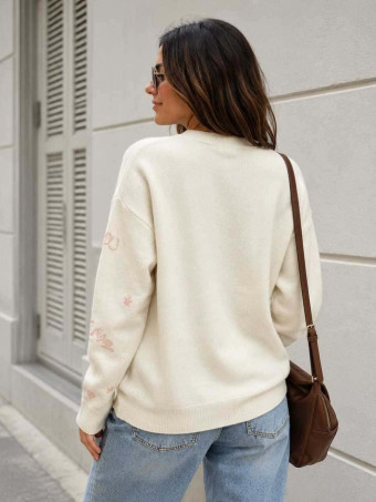 Punto con Bordados LOVE Beige HEVE