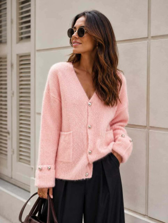 Cárdigan Punto Lana VALESKA Rosa HEVE