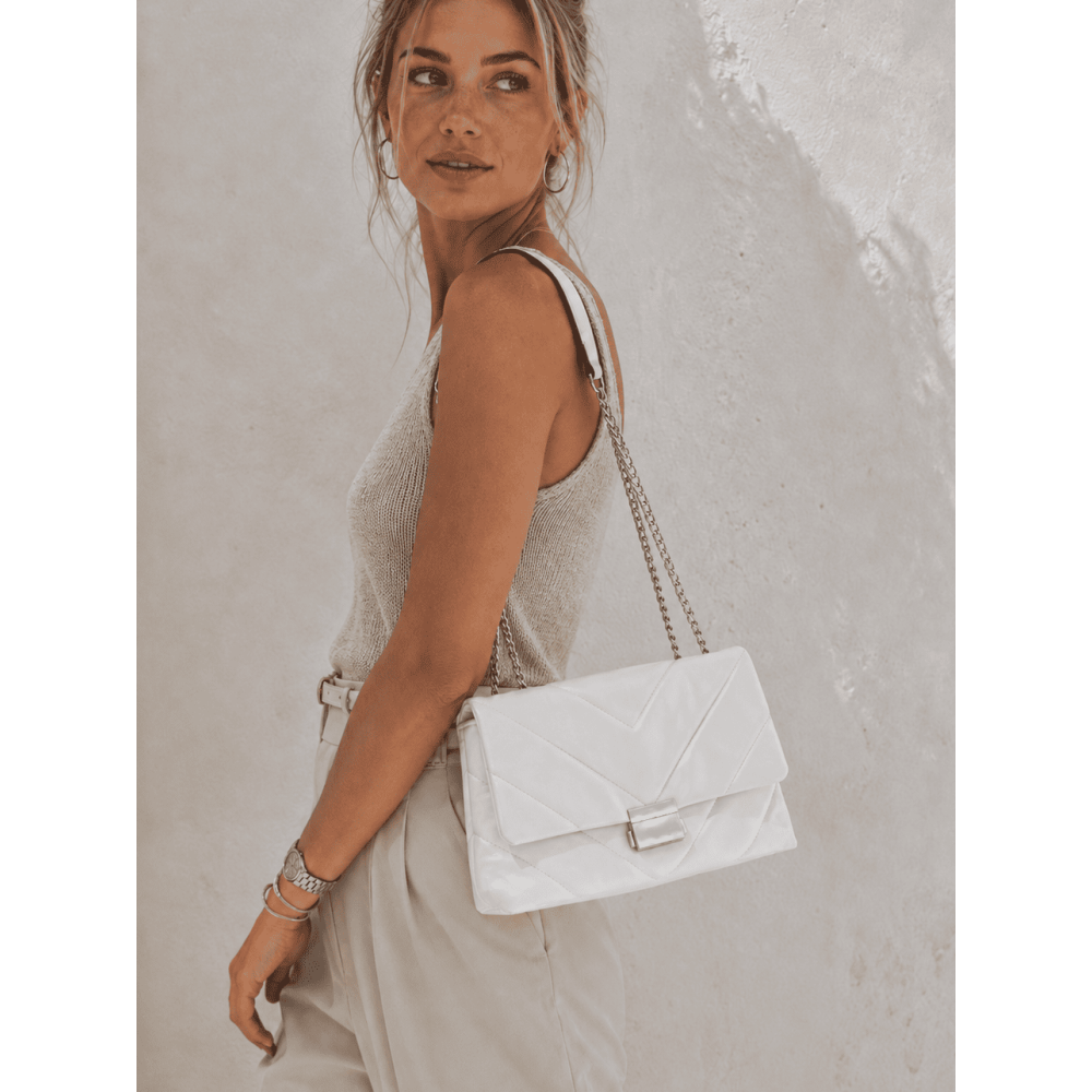 Bolso Acolchado con Cadena AVELINE Blanco HEVE