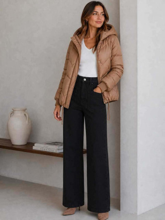 Cazadora Acolchada Capucha PRISCA Camel HEVE