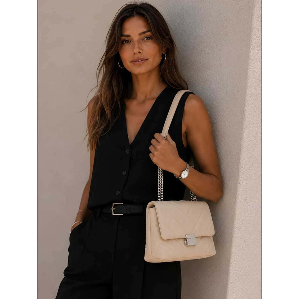 Bolso Acolchado con Cadena AVELINE Beige HEVE