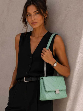 Bolso Acolchado con Cadena AVELINE Aguamarina HEVE