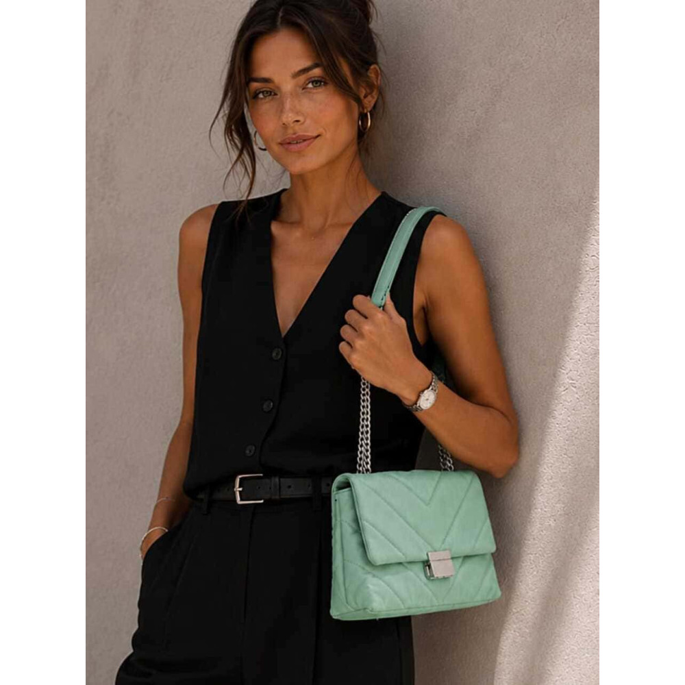 Bolso Acolchado con Cadena AVELINE Aguamarina HEVE