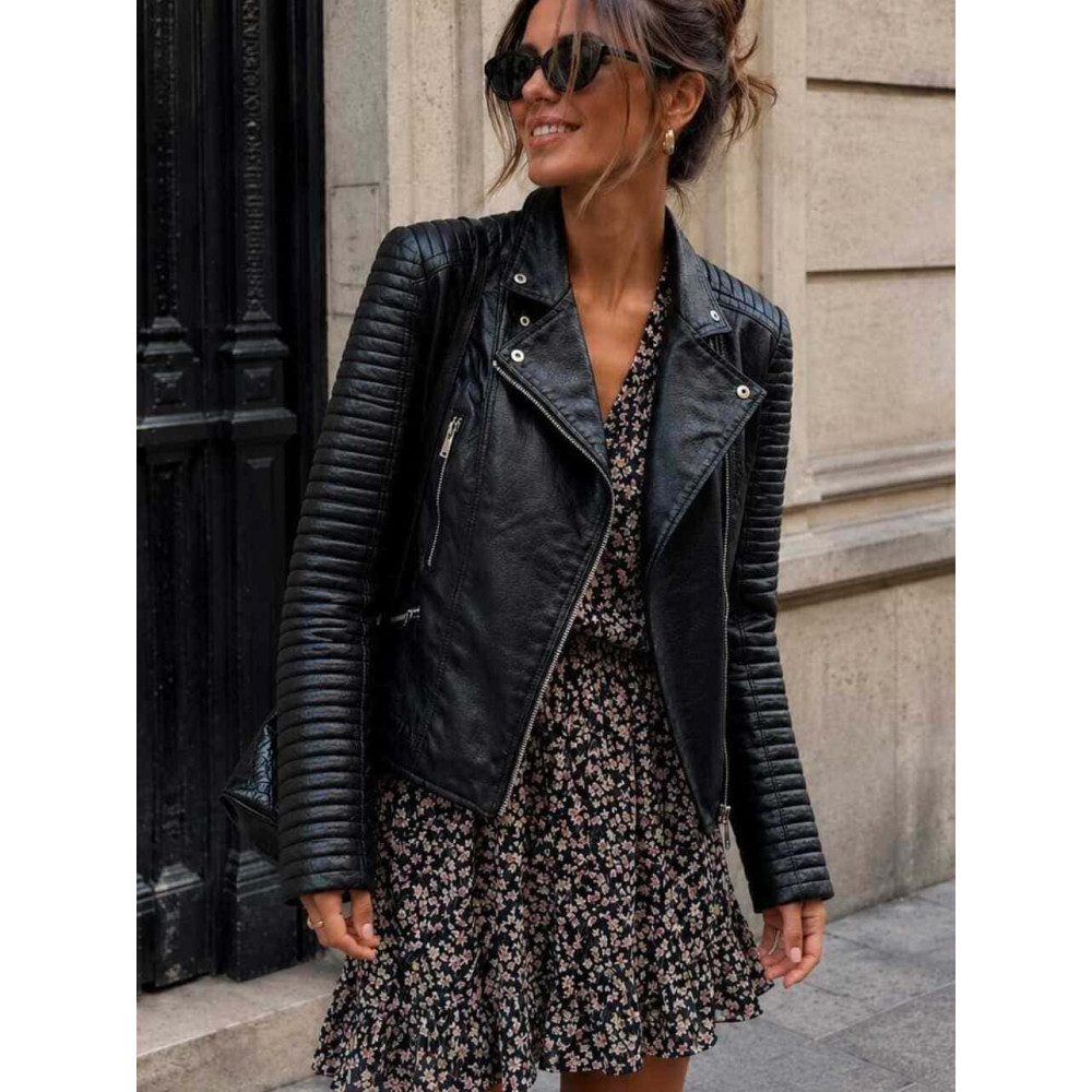 Cazadora Biker Efecto Piel MAWLER Negro HEVE