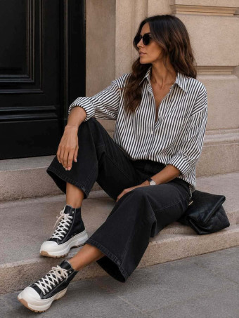 Camisa Rayas PARKER Negro HEVE