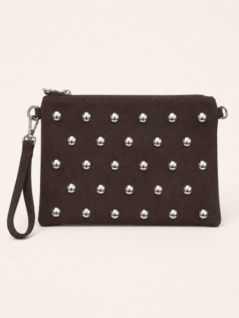 Bolso Efecto Ante Tachas SIDNEY Chocolate HEVE