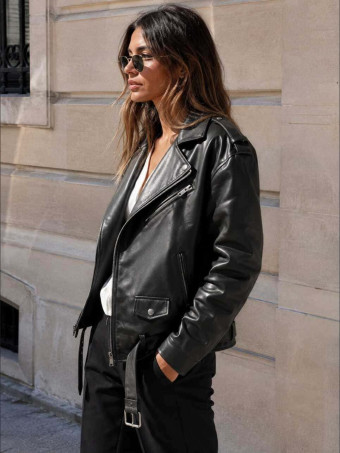 Cazadora Biker Polipiel DRAYVEN Negro HEVE