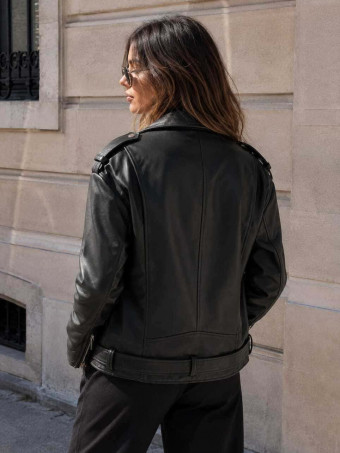 Cazadora Biker Polipiel DRAYVEN Negro HEVE