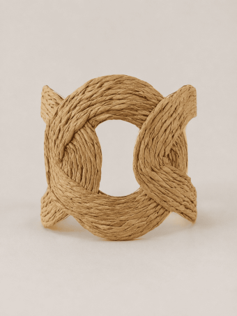 Brazalete Metal y Rafia TERITONE Taupe HEVE