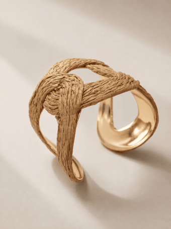 Brazalete Metal y Rafia TERITONE Taupe HEVE