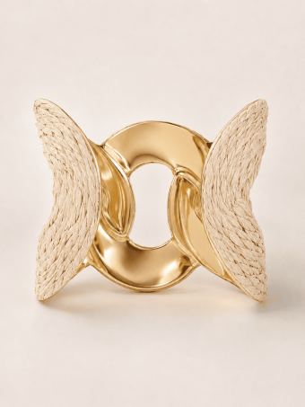 Brazalete Metal y Rafia TERITONE Crudo HEVE