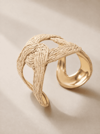 Brazalete Metal y Rafia TERITONE Crudo HEVE