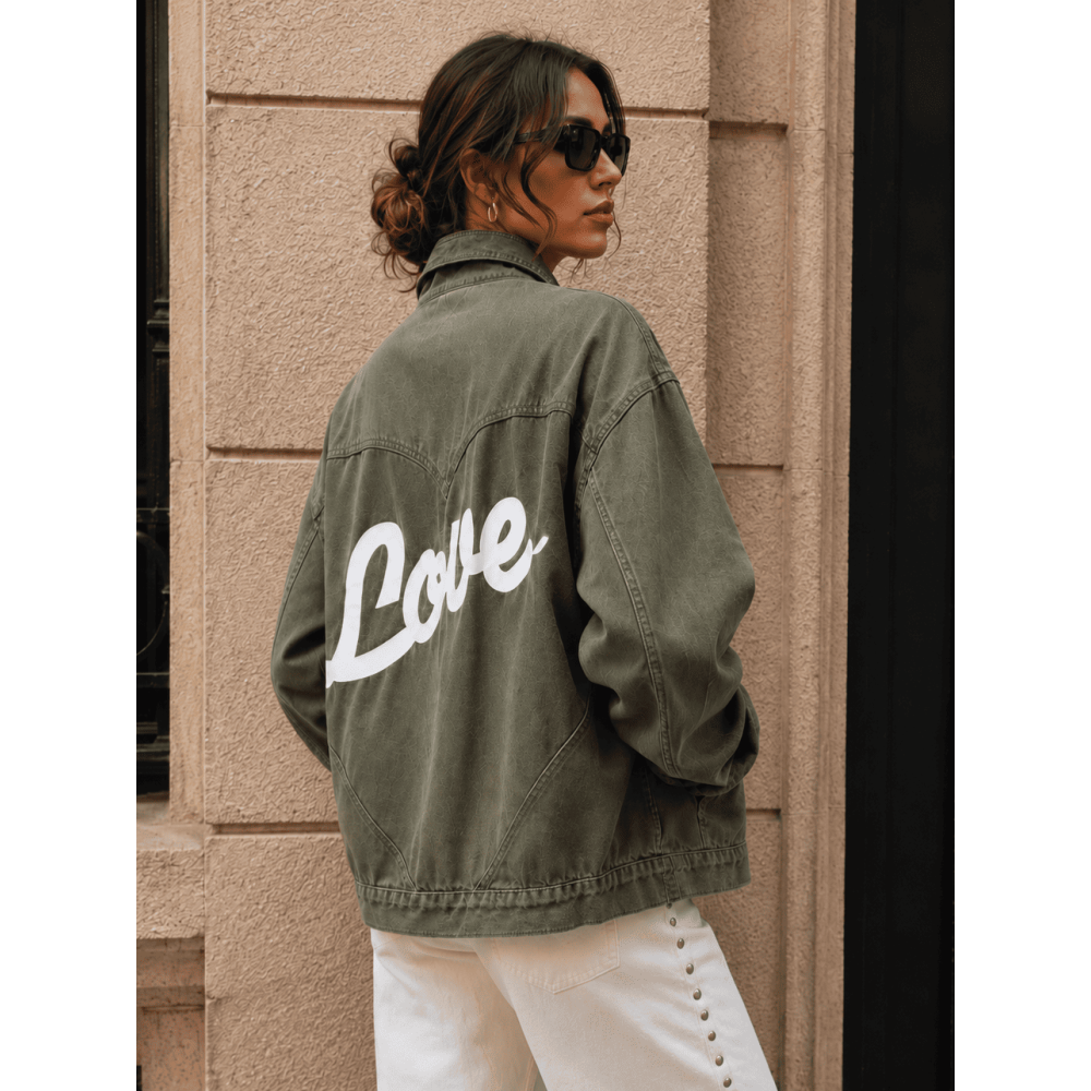 Cazadora Vaquera Oversize LOVE Khaki HEVE