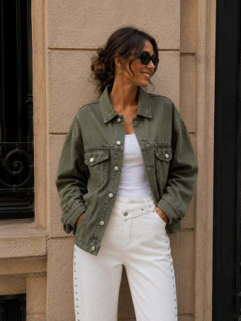 Cazadora Vaquera Oversize LOVE Khaki HEVE