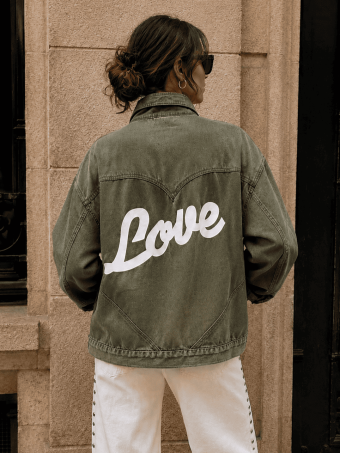 Cazadora Vaquera Oversize LOVE Khaki HEVE