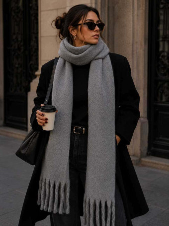 Bufanda Lisa Flecos DUSSANE Gris Plomo HEVE