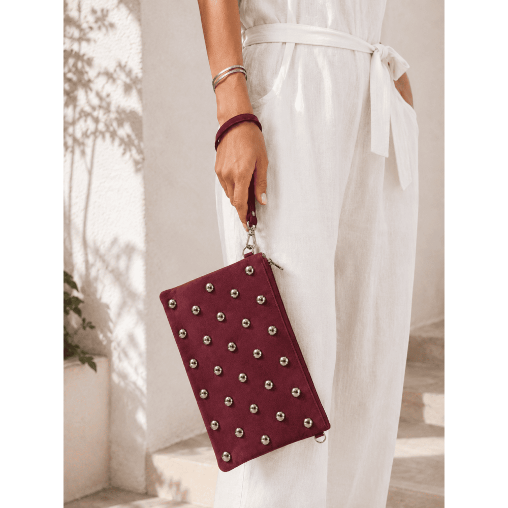 Bolso Efecto Ante Tachas SIDNEY Burdeos HEVE