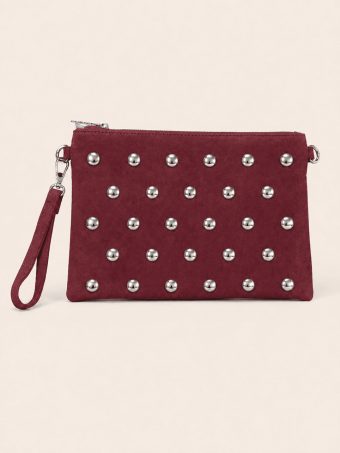 Bolso Efecto Ante Tachas SIDNEY Burdeos HEVE